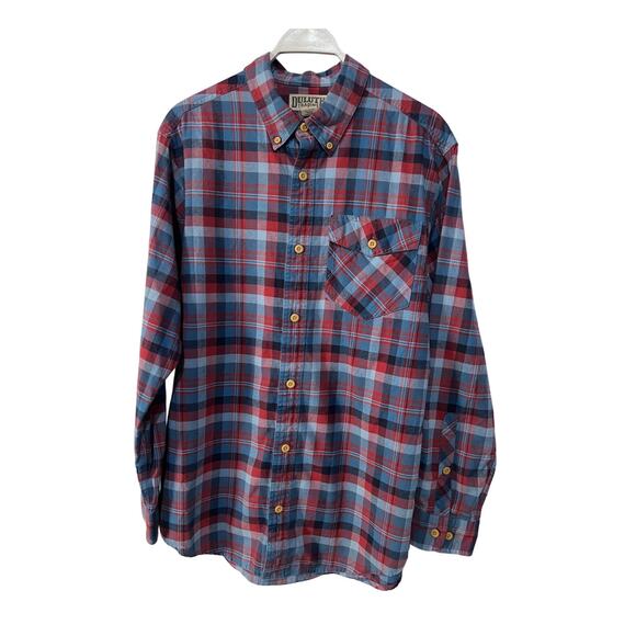 Duluth Trading Co Other - Duluth Trading Co Mens Large Free Swingin Flannel Trim Fit Shirt Blue Red Plaid
